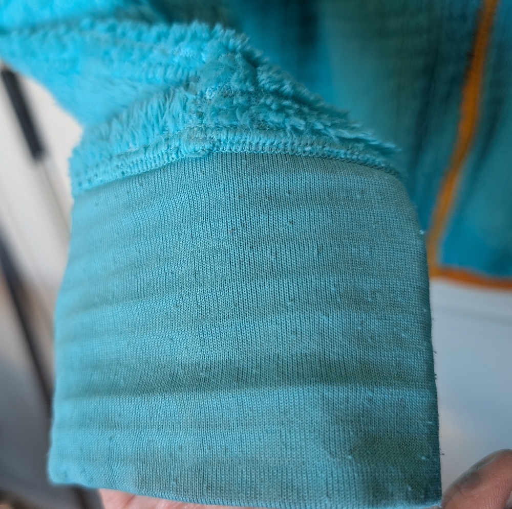 Reversible Patagonia Full Zip, Aqua With Mango Accents, Size M-L - Picture 10 of 13